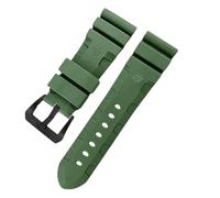 ROUHO Cinturino per orologio in silicone impermeabile Cinturino per orologio Accessori Cinturino per orologio da polso per PA-NE-RAI PAM351 PAM111 PAM380-Verde + Nero Fibbia 24mm
