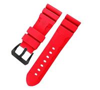 ROUHO Cinturino per orologio in silicone impermeabile Cinturino per orologio Accessori Cinturino per orologio da polso per PA-NE-RAI PAM351 PAM111 PAM380-Rossa + Nero Fibbia 26mm