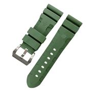 ROUHO Cinturino per orologio in silicone impermeabile Cinturino per orologio Accessori Cinturino per orologio da polso per PA-NE-RAI PAM351 PAM111 PAM380-Verde + Argento Fibbia 26mm