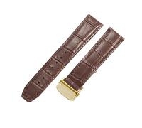 ROUHO Classico Vera Pelle Cinturino Orologio Comodo & Durevole Ricambio Bracciale Orologio per Maurice Lacroix Pontos PT615 Classiques LC6017-Marrone + Oro Fibbia 22mm