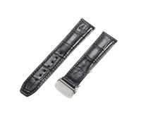 ROUHO Classico Vera Pelle Cinturino Orologio Comodo & Durevole Ricambio Bracciale Orologio per Maurice Lacroix Pontos PT615 Classiques LC6017-Nero + Argento Fibbia 22mm