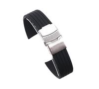 ROUHO Gomma Orologio Cinturino Siliconica Impermeabile Orologio Fibbia Cinturino Distribuzione Orologio Cinturino-Nero 24mm