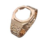 ROUHO Metallo Cinturino Orologio Custodia Kit Ricambio, Acciaio Inox Cinturino Bezel Accessori Orologio per Casio Mens G-Shock GA2100/GA-2110-Oro Rosa