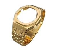 ROUHO Metallo Cinturino Orologio Custodia Kit Ricambio, Acciaio Inox Cinturino Bezel Accessori Orologio per Casio Mens G-Shock GA2100/GA-2110-Oro