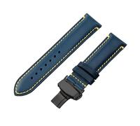 ROUHO Morbido Vera Pelle Cinturino Orologio Durevole Classico Ricambio Orologi Uomo Bracciale Orologio per Citizen JY8037 JY8031 CB5848 AT8040-Blu + Nero Fibbia Deployante 22mm
