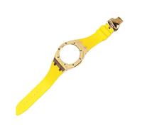 ROUHO Orologio Cinturino Kit sostituzione cassa dorologio metallo Cinturino orologio silicone Lunetta acciaio inossidabile per Casio G-Shock GA2100/GA-2110-Giallo + Oro Cassa