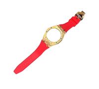 ROUHO Orologio Cinturino Kit sostituzione cassa dorologio metallo Cinturino orologio silicone Lunetta acciaio inossidabile per Casio G-Shock GA2100/GA-2110-Rossa + Oro Cassa
