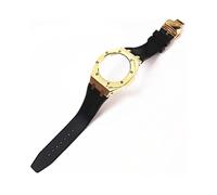 ROUHO Orologio Cinturino Kit sostituzione cassa dorologio metallo Cinturino orologio silicone Lunetta acciaio inossidabile per Casio G-Shock GA2100/GA-2110-Nero + Oro Cassa