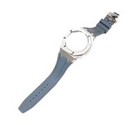 ROUHO Orologio Cinturino Kit sostituzione cassa dorologio metallo Cinturino orologio silicone Lunetta acciaio inossidabile per Casio G-Shock GA2100/GA-2110-Grigio + Argento Cassa
