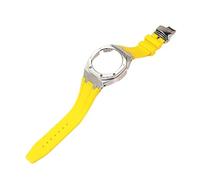 ROUHO Orologio Cinturino Kit sostituzione cassa dorologio metallo Cinturino orologio silicone Lunetta acciaio inossidabile per Casio G-Shock GA2100/GA-2110-Giallo + Argento Cassa