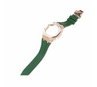 ROUHO Orologio Cinturino Kit sostituzione cassa dorologio metallo Cinturino orologio silicone Lunetta acciaio inossidabile per Casio G-Shock GA2100/GA-2110-Verde + Oro Rosa Cassa