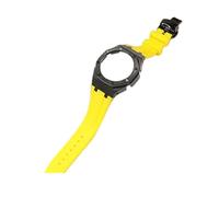 ROUHO Orologio Cinturino Kit sostituzione cassa dorologio metallo Cinturino orologio silicone Lunetta acciaio inossidabile per Casio G-Shock GA2100/GA-2110-Giallo + Nero Cassa