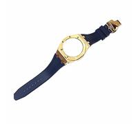 ROUHO Orologio Cinturino Kit sostituzione cassa dorologio metallo Cinturino orologio silicone Lunetta acciaio inossidabile per Casio G-Shock GA2100/GA-2110-Blu + Oro Cassa