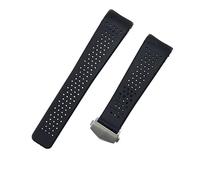 ROUHO Orologio sportivo da uomo con cinturino in silicone impermeabile per T-A-G HE-UER AQ-UAR-AC-ER Grand CA-RRE-RA-Nero + Argento Fibbia 22mm