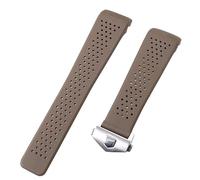 ROUHO Orologio sportivo da uomo con cinturino in silicone impermeabile per T-A-G HE-UER AQ-UAR-AC-ER Grand CA-RRE-RA-Marrone + Argento Fibbia 22mm