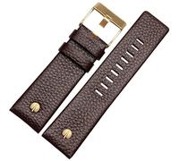 ROUHO Regolabile Bracciale Vera Pelle, Cinghia Ricambio con Fibbia Ardiglione per Diesel DZ4323 7312 7314 7348 1657 4318-Marrone 27mm