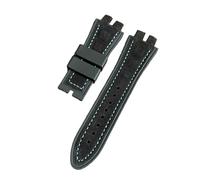 ROUHO Satinato Pelle & Silicone Ibrido Cinturino Orologio 28x19mm Ansa Resistente Sudore Bracciale Orologio per Roger Dubuis Excalibur-Nero + Blu