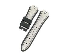 ROUHO Satinato Pelle & Silicone Ibrido Cinturino Orologio 28x19mm Ansa Resistente Sudore Bracciale Orologio per Roger Dubuis Excalibur-Grigio