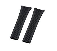 ROUHO Silicone Bracciale Orologio 25x13mm A Coste Texture Impermeabile Gomma Cinturino Orologio per Patek Philippe Nautilus 5711/5712/5980-Nera