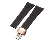 ROUHO Silicone Bracciale Orologio 25x13mm A Coste Texture Impermeabile Gomma Cinturino Orologio per Patek Philippe Nautilus 5711/5712/5980-Marrone + Oro Rosa