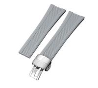 ROUHO Silicone Bracciale Orologio 25x13mm A Coste Texture Impermeabile Gomma Cinturino Orologio per Patek Philippe Nautilus 5711/5712/5980-Grigio + Argento