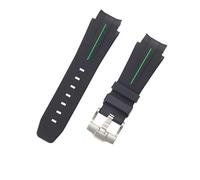 ROUHO Silicone Orologio Cinturino Ad Arco Orologio Cinturino Impermeabile Orologi Accessori Ricambio Fibbia Cinturino Ad Ardiglione per Rolex Daytona GMT-Master Submariner-Verde 21mm