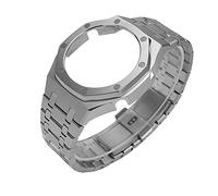 ROUHO Sostituzione Kit orologio cinturino cassa metallo Accessori della lunetta cinturino orologio metallo per Casio G-Shock GA2100/GA-2110-Argento