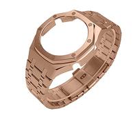 ROUHO Sostituzione Kit orologio cinturino cassa metallo Accessori della lunetta cinturino orologio metallo per Casio G-Shock GA2100/GA-2110-Oro Rosa