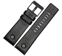 ROUHO Traspirante Cinturino Vera Pelle, Bracciale Anallergico Regolabile Orologio per Diesel DZ4323 7312 7314 7348 1657 4318-Nero 27mm