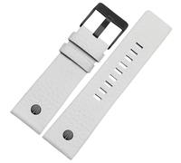 ROUHO Traspirante Cinturino Vera Pelle, Bracciale Anallergico Regolabile Orologio per Diesel DZ4323 7312 7314 7348 1657 4318-Bianco 27mm