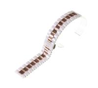 ROUHO Universalmente Montato Ceramica Orologio Cinturino Interfaccia Piatta Orologio Cinturino Ricambio Orologi Accessori-Bianco + Oro Rosa 20mm