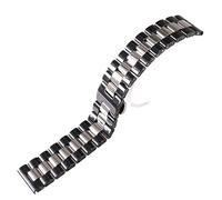 ROUHO Universalmente Montato Ceramica Orologio Cinturino Interfaccia Piatta Orologio Cinturino Ricambio Orologi Accessori-Nero + Argento 22mm