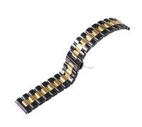 ROUHO Universalmente Montato Ceramica Orologio Cinturino Interfaccia Piatta Orologio Cinturino Ricambio Orologi Accessori-Nero + Oro 22mm