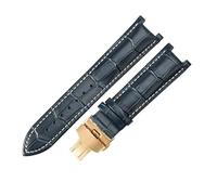 ROUHO Vera Pelle Bracciale Orologio Durevole & Comodo Uomo Cinturino Orologio Anse Sagomate per Gucci Interlocking YA1332-Blu 1 + Oro Fibbia 20x11mm