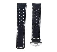 ROUHO Vera Pelle Orologio Cinturino Orologio Cinturino Orologio Traspirante Accessori per T-A-G HE-UE-R CAR-RE-RA AQ-UARA-CER MON-ACO-Nero Bianco + Argent Fibbia 24mm