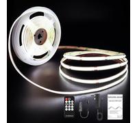 ROUKLE Striscia LED COB 8mm - 5M, 24V, Super Luminosa e Dimmerabile, CRI90+ con Controllo RF | 2400 LEDs | Bianco Freddo 6000K | Ideale per Spazi Lavoro e Ambienti Industriali
