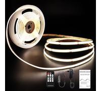 ROUKLE Striscia LED COB 8mm - 5M, 24V, Super Luminosa e Dimmerabile, CRI90+ con Controllo RF | 2400 LEDs | Bianco Neutro 4000K | Perfetto per Ambienti Domestici e Diufficio