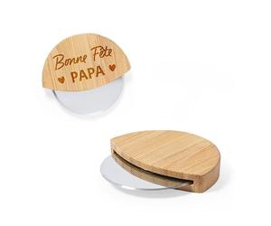 Roulette pizza taglio personalizzabile - Roulette per pizza in bambù incisione testi/loghi [ Accessorio pizzaiolo]