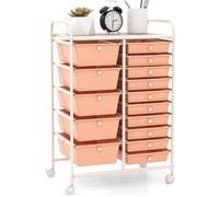 roulettes multi-usage avec 15 tiroirs et roues verrouillables - Organiseur polyvalent pour la maison le bureau le salon de beauté (pêche)