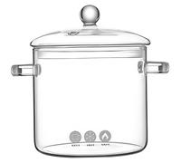 Rouloudun Pentole di Vetro per cuocere sul fornello, Vetro Trasparente a Fuoco Lento 3l Posate per pentole a pentola Top per casseruola da borosilicato Sicuro con Manici integrati