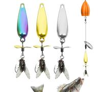 Roumant Metal Propeller Fishing Lure, High-Vibration Spinner Sequins Spinning Fly Bionic Bait, for Catching Fish, with Floating Rotating Tail, for All Kinds of Fishes (Mixed colours)