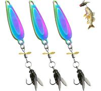 Roumant Metal Propeller Fishing Lure, High-Vibration Spinner Sequins Spinning Fly Bionic Bait, for Catching Fish, with Floating Rotating Tail, for All Kinds of Fishes (Colourful)