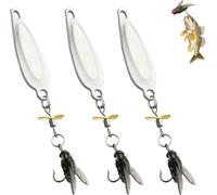 Roumant Metal Propeller Fishing Lure, High-Vibration Spinner Sequins Spinning Fly Bionic Bait, for Catching Fish, with Floating Rotating Tail, for All Kinds of Fishes (Silver)