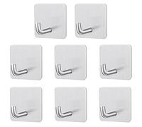 RouMio Ganci Adesivi, 8 Pezzi Gancio Autoadesivo, Ganci in Acciaio Inox, Accessori Bagno, Perfetto per la cucina, il bagno, l'ufficio. (8 Pezzi Argento Quadrato)