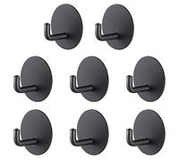 RouMio Ganci Adesivi, 8 Pezzi Gancio Autoadesivo, Ganci in Acciaio Inox, Accessori Bagno, Perfetto per la cucina, il bagno, l'ufficio. (8 Pezzi Nero Rotondo)