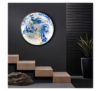 Round Atmosphere Decorative Painting with Light Porch LED Light Hanging Painting Living Room Sofa Background Wall Painting Light (Color : The Earth 50CM Size : Three Colour) (The Earth 60cm White Lig