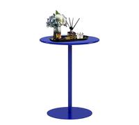 Round Bar Table Modern High Top Pub Table with Metal Base, Leisure Sofa Side Table, Coffee Drink Table, Circular Cocktail Table for Bistro, Home, Kitchen or Dining Room, Blue(48x48x72cm)