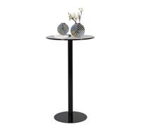 Round Bar Table Tall Top Outdoor Bistro Pub Table Breakfast Dining Tables End Table with Metal Frame, Coffee Counter Drink Tables, Sofa Side Snack Table, Black(60x60x72cm)