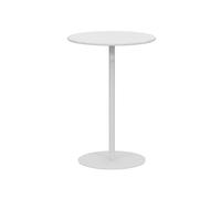 Round Bar Table, White Counter Height Bistro Pub Table with Solid Top & Sturdy Metal Base, Circular Cocktail Table for Living Room, Kitchen or Dining Room, Easy to Assemble(60x60x104cm)