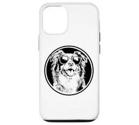Round Black Logo Blue Merle Australian Shepherd Lover Custodia per iPhone 12/12 Pro